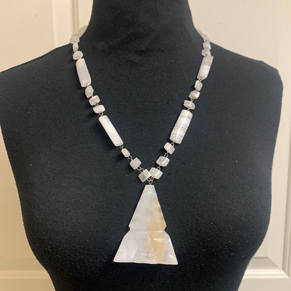 Necklace, Handmade white and gray stones, Beautiful design